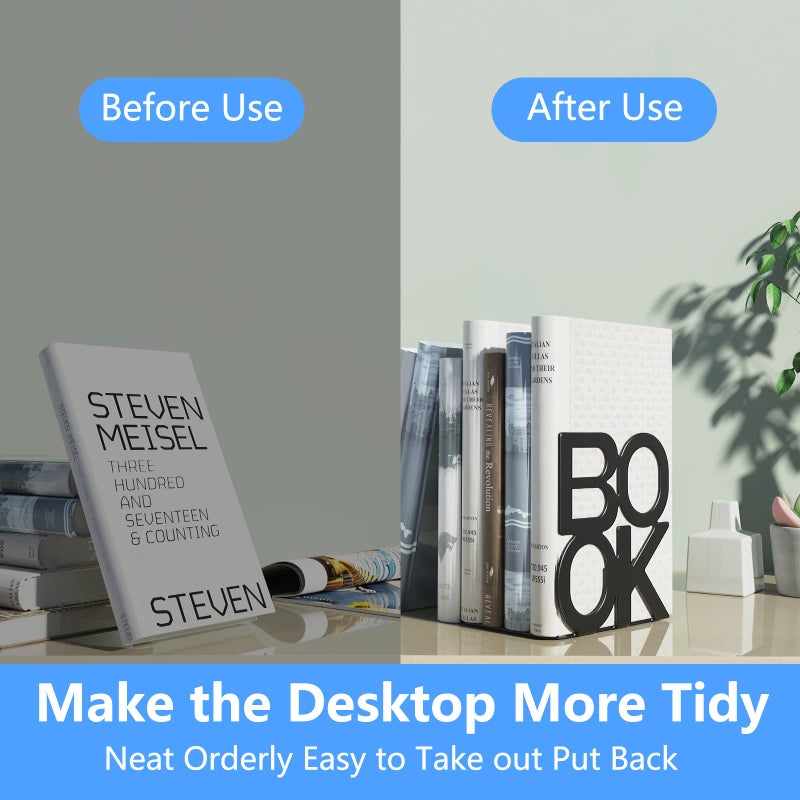shikaman Book Ends,BookEnds Supports for Bookrack Desk,Bookend are Used for Books, Unique Appearance Design,Heavy Duty - Image 2